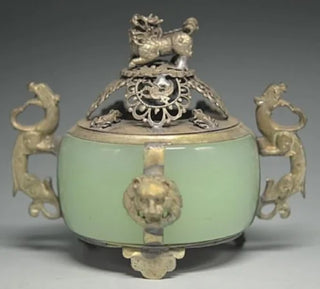 Unique Copper Jade Dragon Incense Burner