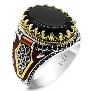 Vintage King Crown Agate Stone Ring