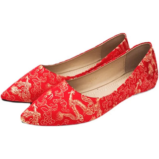 Pointed Toe Bridal Flat Heel Shoes