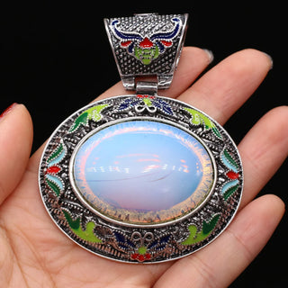 Vintage Ethnic Crystal Abalone Shell Pendant