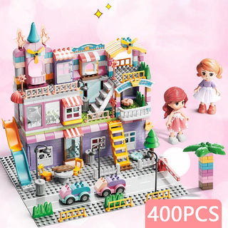 Girls Big Particle Blocks Marble Race Run Slide Big Size Blocks City Blocks House Castle Building Blocks Brick Toy Kids Gift