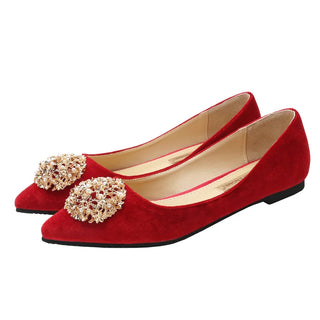 Pointed Toe Flock Leather Flat Shoes