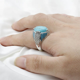 Natural Turquoise Stone Vintage Party Ring
