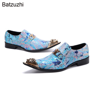 Pointed Metal Toe Genuine Leather Shoes