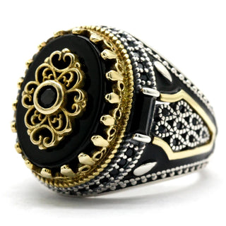 Men Luxury Natural Agate Stone Ring