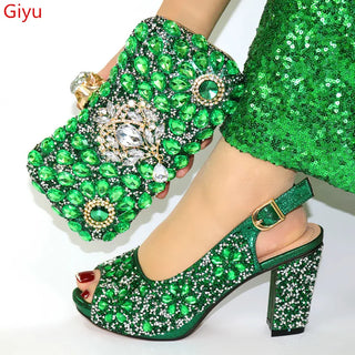 Italian Rhinestone Shoes & Matching Bag Sets