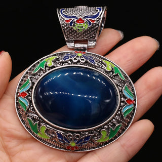 Vintage Ethnic Crystal Abalone Shell Pendant