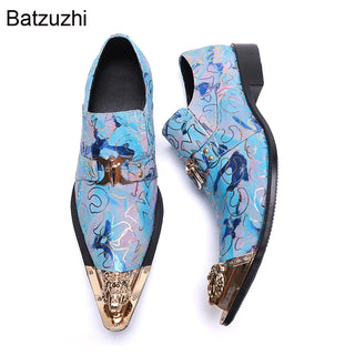 Pointed Metal Toe Genuine Leather Shoes