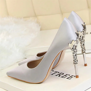Elegant Metal Carved Heel Heels Shoes