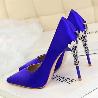Elegant Metal Carved Heel Heels Shoes