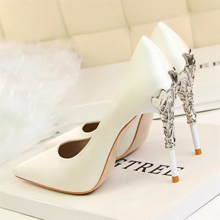 Elegant Metal Carved Heel Heels Shoes