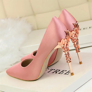Elegant Metal Carved Heel Heels Shoes