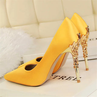 Elegant Metal Carved Heel Heels Shoes