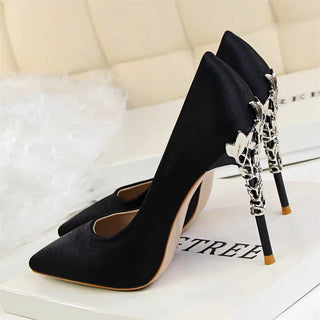 Elegant Metal Carved Heel Heels Shoes