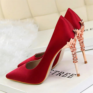Elegant Metal Carved Heel Heels Shoes