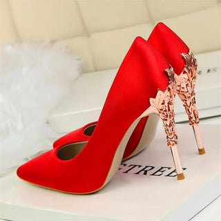 Elegant Metal Carved Heel Heels Shoes