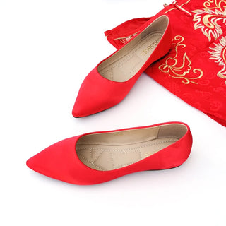 Pointed Toe Bridal Flat Heel Shoes