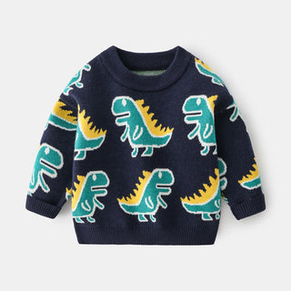 Boys Cute Cartoon O-neck Knitted Sweaters