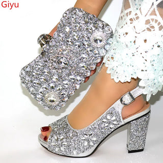 Italian Rhinestone Shoes & Matching Bag Sets
