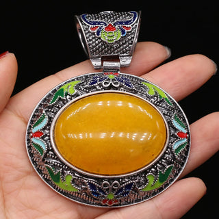 Vintage Ethnic Crystal Abalone Shell Pendant