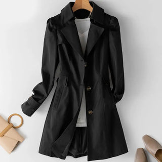 Women Black Trench Windbreaker Spring Autum New Fashion Big Size Coat Khaki Midi Length Windbreaker Female Outerwear M 5XL