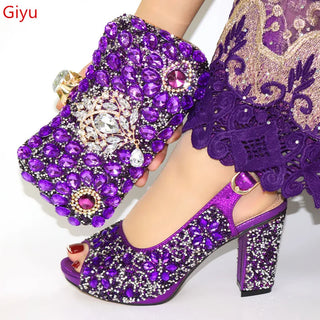 Italian Rhinestone Shoes & Matching Bag Sets