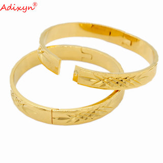 Adixyn 2pcs/lots Baby Bangles Gold Color Bangles Boy Girls Child Bracelet Dubai African Birthday Gifts N070119