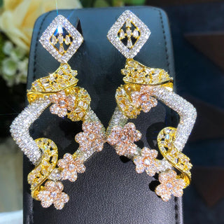 missvikki Luxury Big Original Pendant Earrings For Noble Fashion Women Wedding Party Cubic Zircon Dubai Bridal Earrings Jewelry