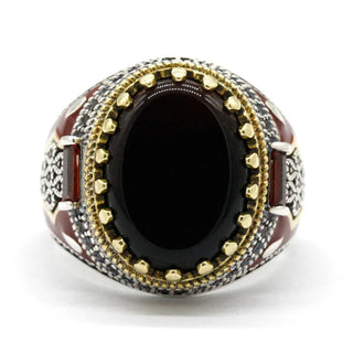 Vintage King Crown Agate Stone Ring