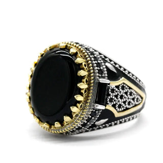 Vintage King Crown Agate Stone Ring