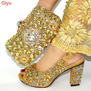 Italian Rhinestone Shoes & Matching Bag Sets