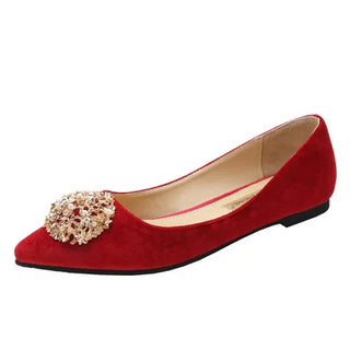 Pointed Toe Flock Leather Flat Shoes