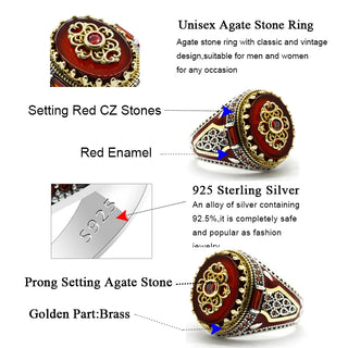 Men Luxury Natural Agate Stone Ring