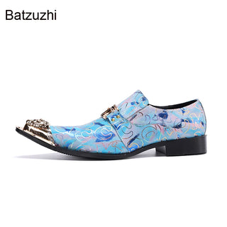 Pointed Metal Toe Genuine Leather Shoes