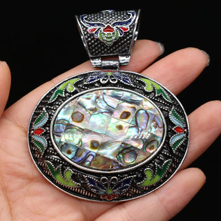 Vintage Ethnic Crystal Abalone Shell Pendant