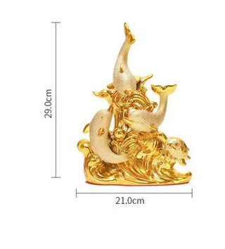 Modern Luxury Golden Dolphin Ceramic Decoration Home Livingroom Table Figurines Crafts Store Window Desktop Statue Accessories