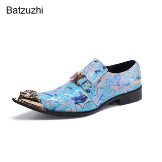 Pointed Metal Toe Genuine Leather Shoes