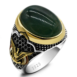 Natural Agate Stone Eagle Eye Ring