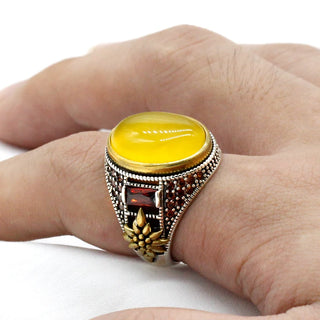 Natural Vintage Oval Agate Stone Ring