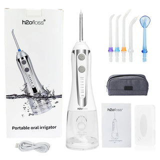 Oral Irrigator Portable Water Dental Flosser USB Rechargeable 5 Modes IPX7 Jet Water 300ML Waterproof Teeth Cleaner