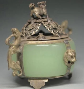 Unique Copper Jade Dragon Incense Burner