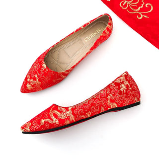Pointed Toe Bridal Flat Heel Shoes
