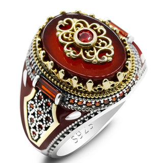 Men Luxury Natural Agate Stone Ring