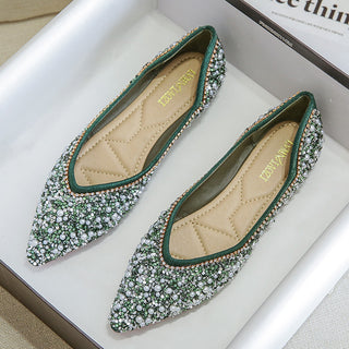 Sparkly women’s flats with rhinestones – breathable and stylish
