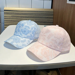 Baseball Cap Women Summer Korean Style Sunscreen Flower Printed Baseball Cap Casual Breathable Adjustable Sun Hat Visor Snapback