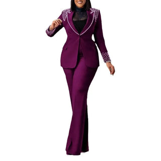 Pearl Splicing Fashion Pants Suit