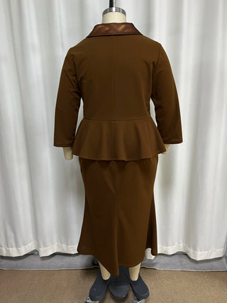 Office Lady Satin Outfit 2 Pcs Skirt Set