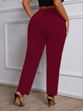 High Waist Chain Detail Straight Pants