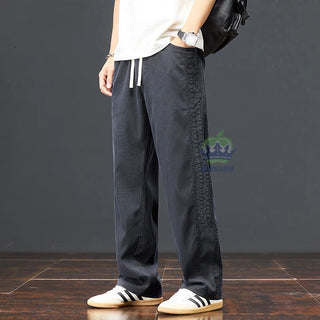 Summer Thin Soft Lyocell Fabric Pants Men Baggy Straight Wide Leg Pants Elastic Waist y2k Jogging Casual Trousers Plus Size 5XL