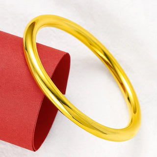 Exquisite 24K Gold Solid Closed Bangle